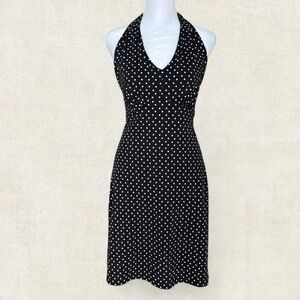 Talbots Black and White Polka Dot One-Shoulder Dress